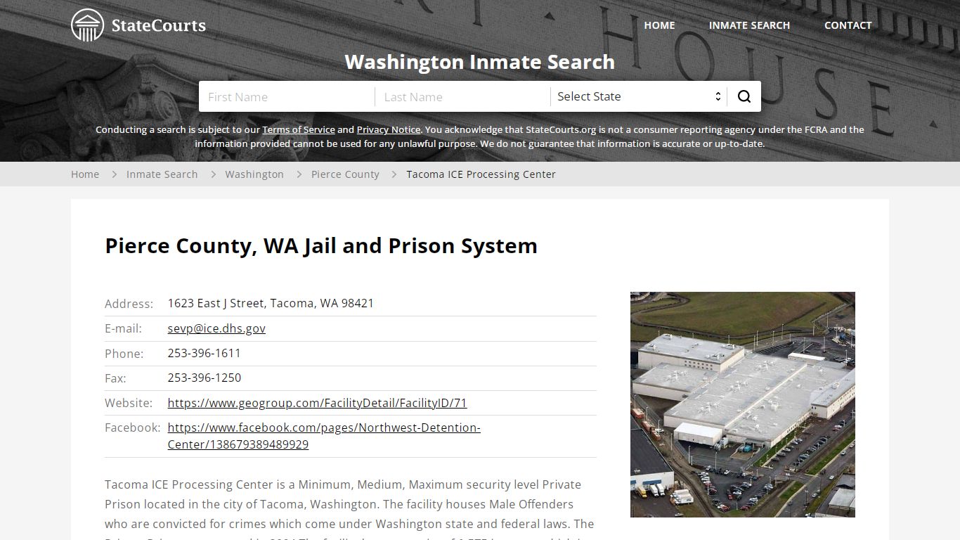 Tacoma ICE Processing Center Inmate Records Search, Washington ...